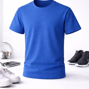تیشرت یقه گرد آبی