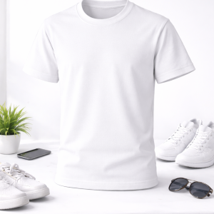 تیشرت یقه گرد سفید
